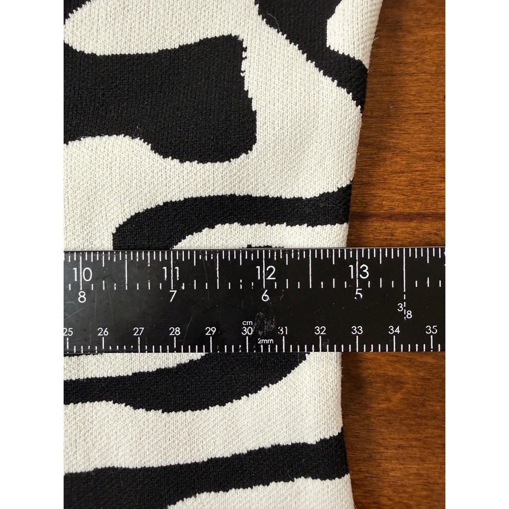 River Island Abstract Swirl Knit Bodycon Dress US 4 Black White Mesh Cutout - Picture 7 of 8